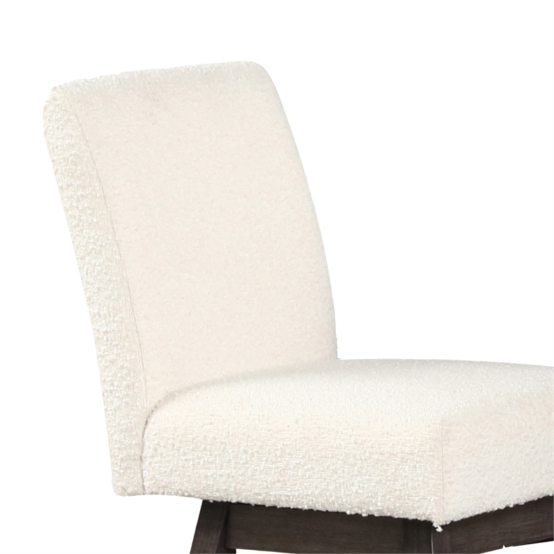 Ghy 25 Inch Swivel Counter Chair Set of 2- White Textured Upholstery- Brown