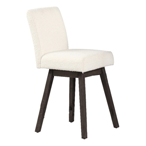 Ghy 25 Inch Swivel Counter Chair Set of 2- White Textured Upholstery- Brown