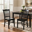 18 Inch Dining Side Chair Set of 2- Slatted Backrests- Jet Black Wood