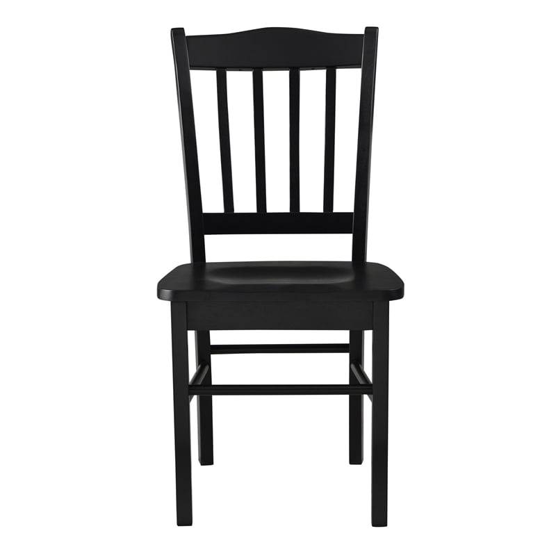 Nova 18 Inch Dining Side Chair Set of 2- Slatted Backrests- Jet Black Wood