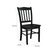 Nova 18 Inch Dining Side Chair Set of 2- Slatted Backrests- Jet Black Wood