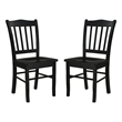 18 Inch Dining Side Chair Set of 2- Slatted Backrests- Jet Black Wood