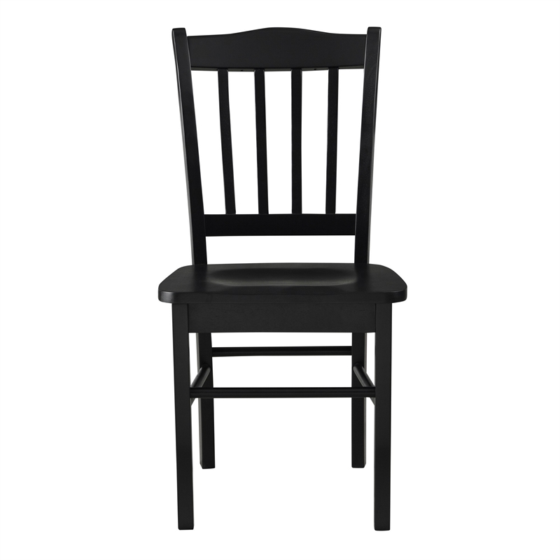 18 Inch Dining Side Chair Set of 2- Slatted Backrests- Jet Black Wood