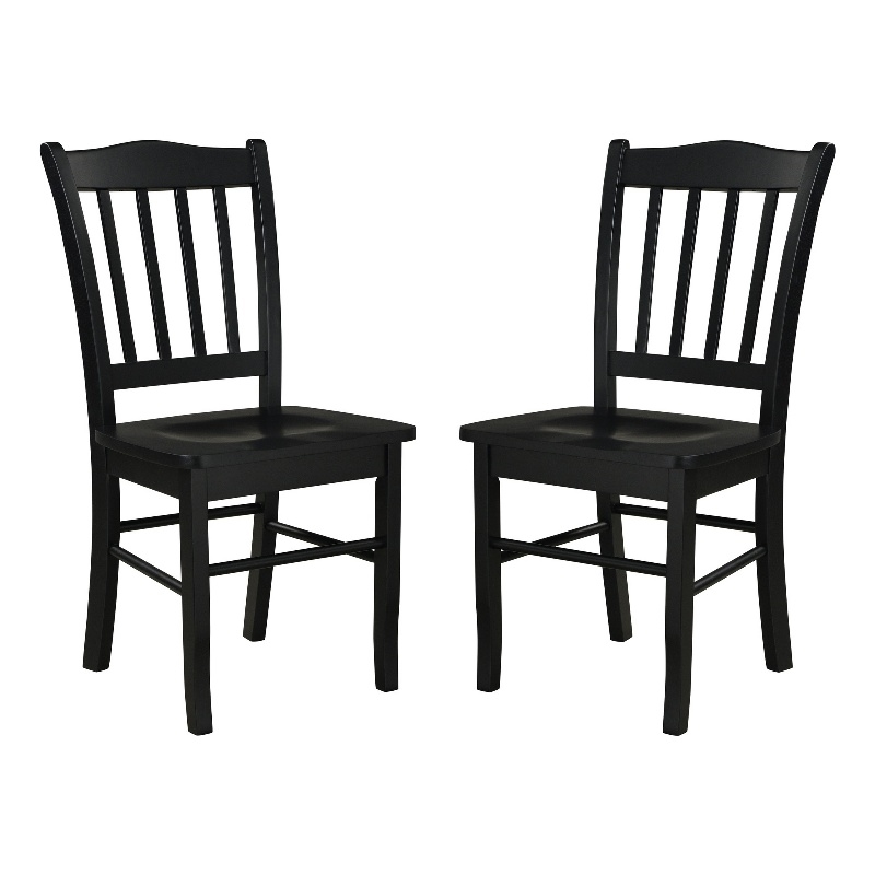 Nova 18 Inch Dining Side Chair Set of 2- Slatted Backrests- Jet Black Wood