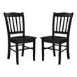 Nova 18 Inch Dining Side Chair Set of 2- Slatted Backrests- Jet Black Wood