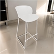 Sia 30 Inch Barstool Chair Set of 2- Curved Back- Square White Metal Legs