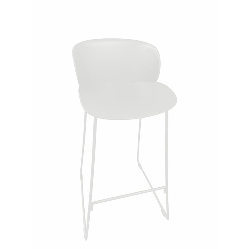 Sia 30 Inch Barstool Chair Set of 2- Curved Back- Square White Metal Legs