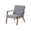 Elin Outdoor Club Chair Set of 2- Acacia Wood Frame- Gray Cushions