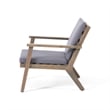 Elin Outdoor Club Chair Set of 2- Acacia Wood Frame- Gray Cushions