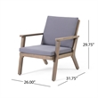 Elin Outdoor Club Chair Set of 2- Acacia Wood Frame- Gray Cushions