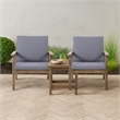 Elin Outdoor Club Chair Set of 2- Acacia Wood Frame- Gray Cushions