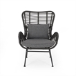 Slay Outdoor Accent Chair Set of 2- 25 Inch- Gray Woven Rattan- Iron Legs