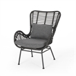 Slay Outdoor Accent Chair Set of 2- 25 Inch- Gray Woven Rattan- Iron Legs