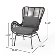 Slay Outdoor Accent Chair Set of 2- 25 Inch- Gray Woven Rattan- Iron Legs