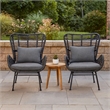 Slay Outdoor Accent Chair Set of 2- 25 Inch- Gray Woven Rattan- Iron Legs