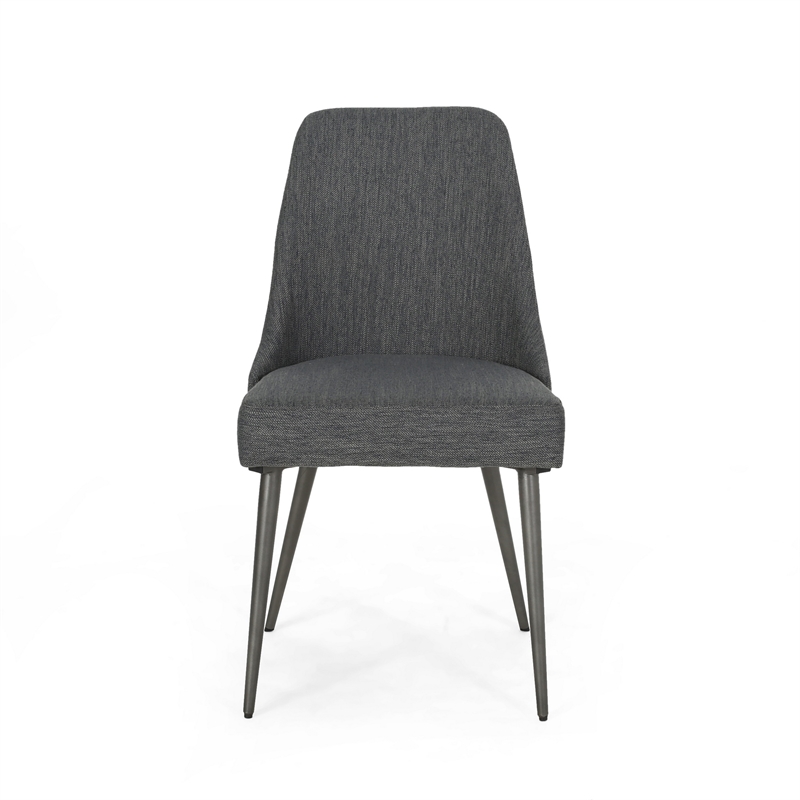 Dining Side Chair Set of 2- Smooth Textured Gray Fabric Armless Design