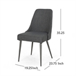 Dining Side Chair Set of 2- Smooth Textured Gray Fabric Armless Design