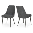 Dining Side Chair Set of 2- Smooth Textured Gray Fabric Armless Design