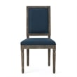 Dining Side Chair Set of 2- Traditional Style- Navy Blue Polyester