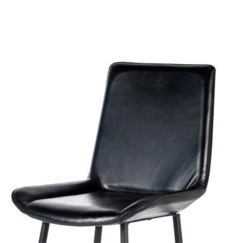 Isha Counter Stool Chair Set of 2- Gray Goat Leather- Black Iron