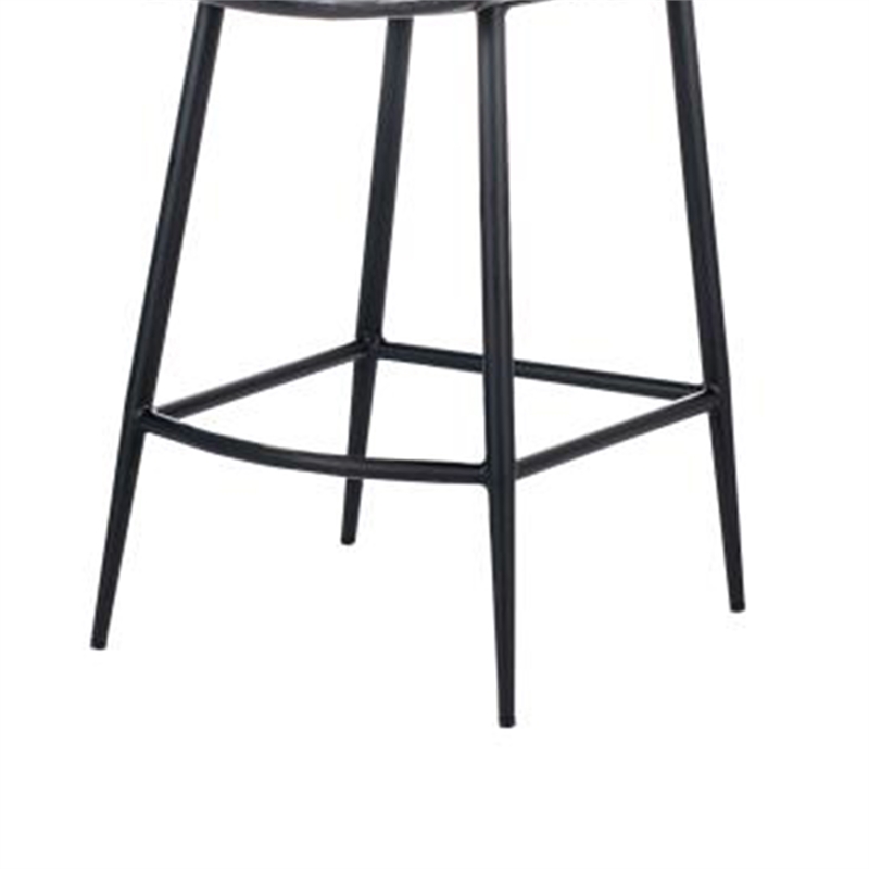 Isha Counter Stool Chair Set of 2- Gray Goat Leather- Black Iron