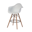 Ben 30 Inch Barstool Chair Set of 2- White Curved Seat- Brown Wood Legs