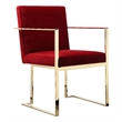 Boly 22 Inch Dining Side Chair Armchair- Maroon Velvet- Gold Steel Frame