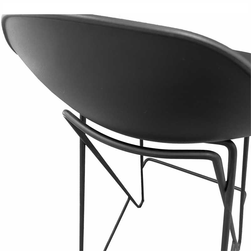 Bert 30 Inch Barstool Chair Set of 2- Low Back- Geometric Black Metal