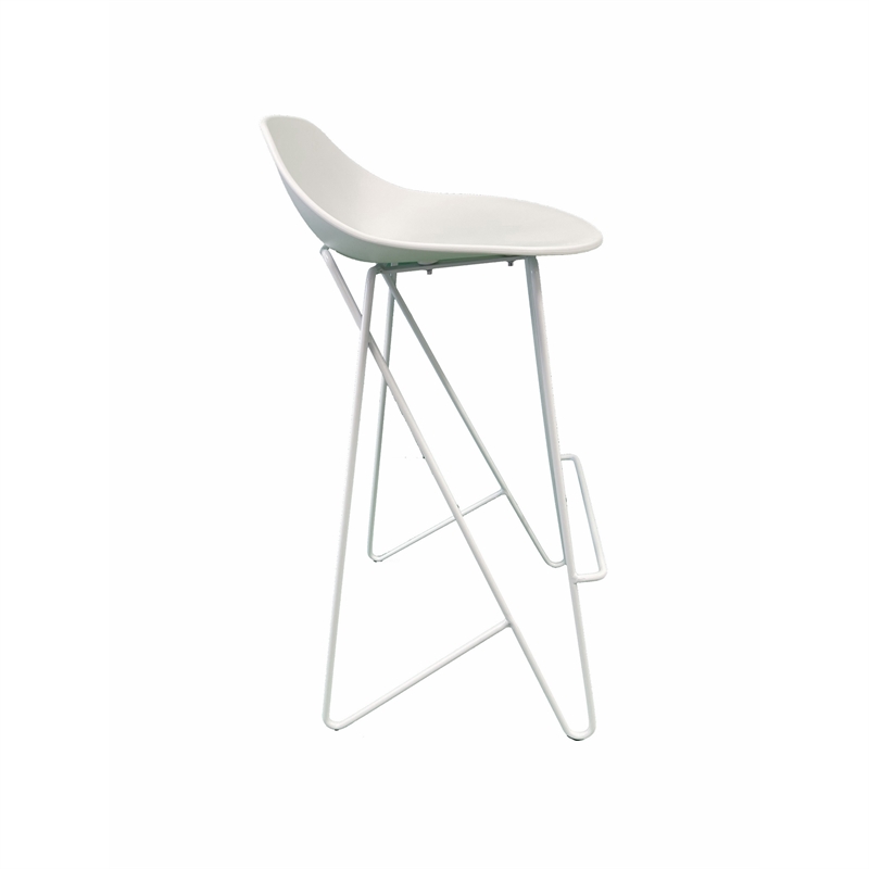 Bert 30 Inch Barstool Chair Set of 2- Low Back- Geometric White Metal