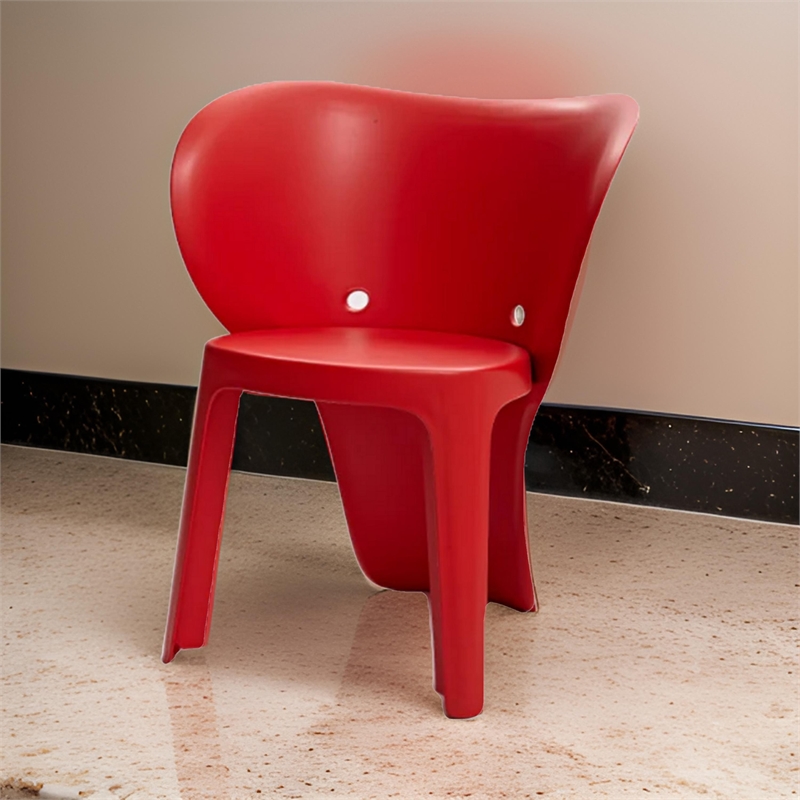 Fyna 16 Inch Kids Chair Set of 4- Curved Back- Elephant Trunk Design- Red