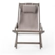 Mikki Portable Sling Chair Set of 2 with Pillows- Gray Polyester- Wood Base