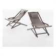Mikki Portable Sling Chair Set of 2 with Pillows- Gray Polyester- Wood Base
