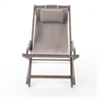 Mikki Portable Sling Chair Set of 2 with Pillows- Gray Polyester- Wood Base