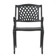 Cay Outdoor Dining Chair Set of 2- Mesh Style Back- Black Cast Aluminium