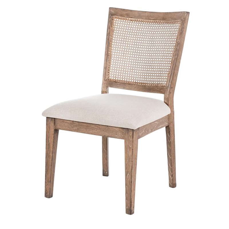 Mary Dining Side Chair Set of 2- White- Classic Natural Elm Wood