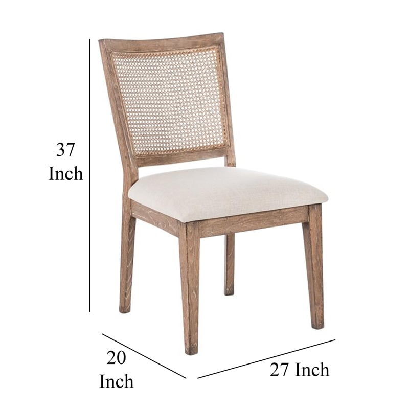Mary Dining Side Chair Set of 2- White- Classic Natural Elm Wood