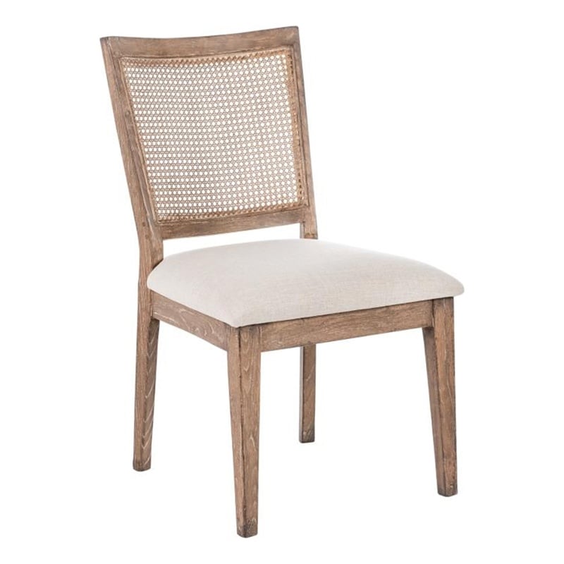 Mary Dining Side Chair Set of 2- White- Classic Natural Elm Wood