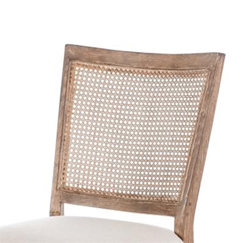 Mary Dining Side Chair Set of 2- White- Classic Natural Elm Wood