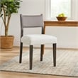 Liom Dining Side Chair Set of 2- Ash Gray Fabric- Blackwash Frame