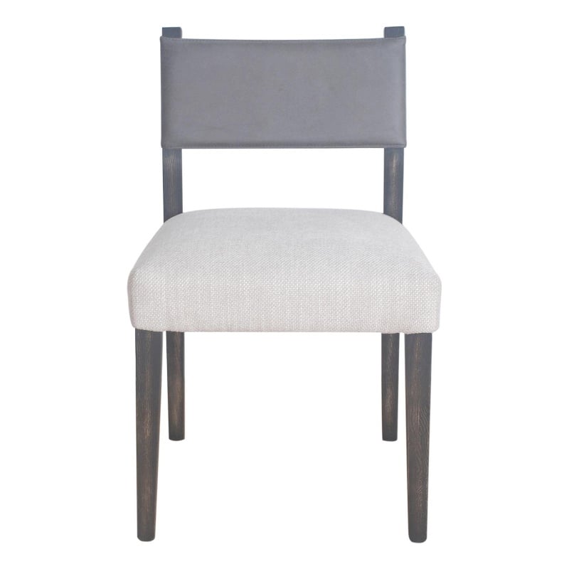 Liom Dining Side Chair Set of 2- Ash Gray Fabric- Blackwash Frame