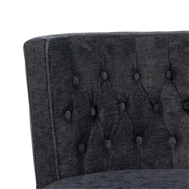 Cly Dining Side Chair Set of 2- Dark Gray- Natural Brown Solid Wood