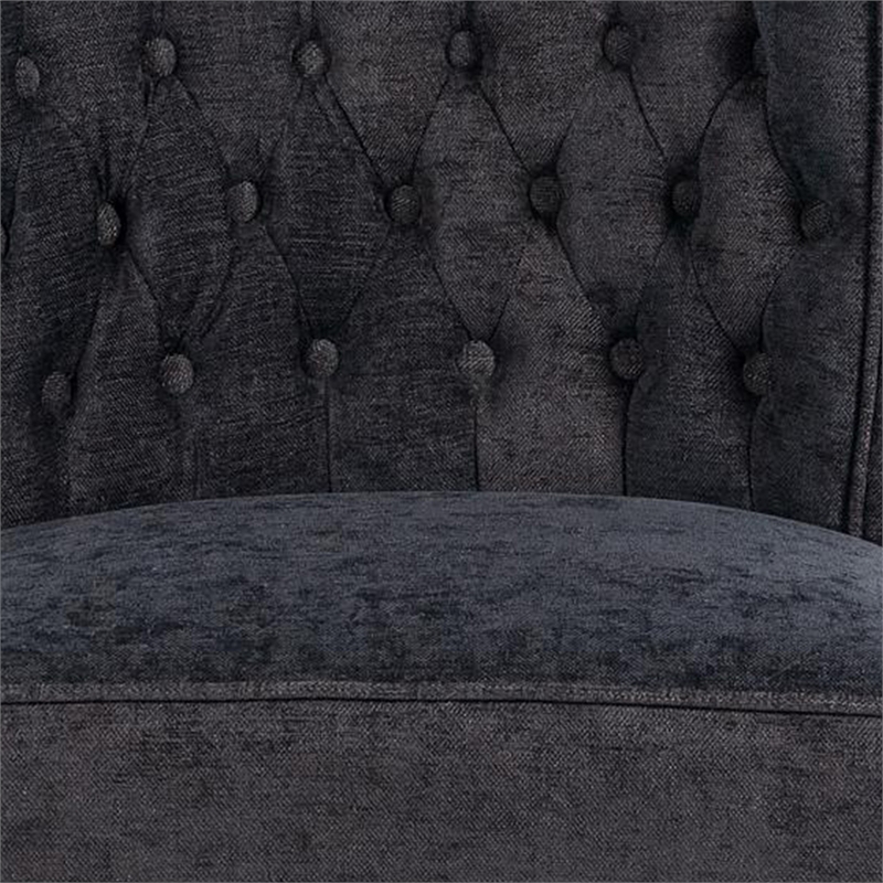 Cly Dining Side Chair Set of 2- Dark Gray- Natural Brown Solid Wood