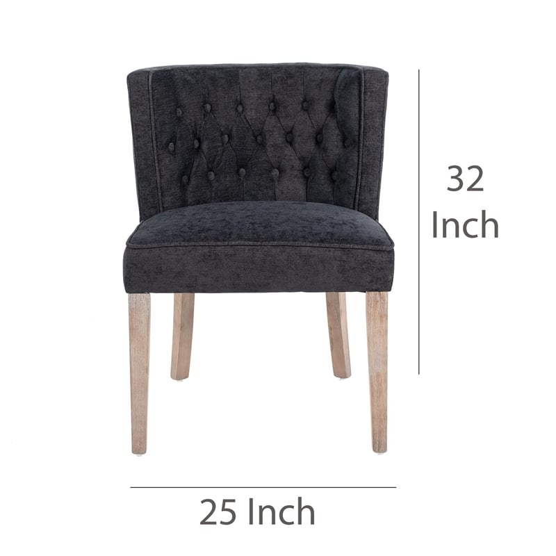 Cly Dining Side Chair Set of 2- Dark Gray- Natural Brown Solid Wood
