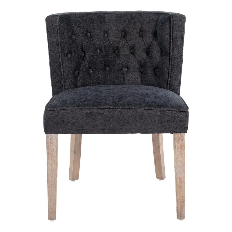 Cly Dining Side Chair Set of 2- Dark Gray- Natural Brown Solid Wood