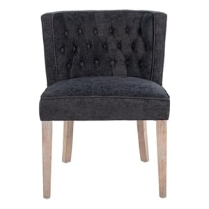 Cly Dining Side Chair Set of 2- Dark Gray- Natural Brown Solid Wood