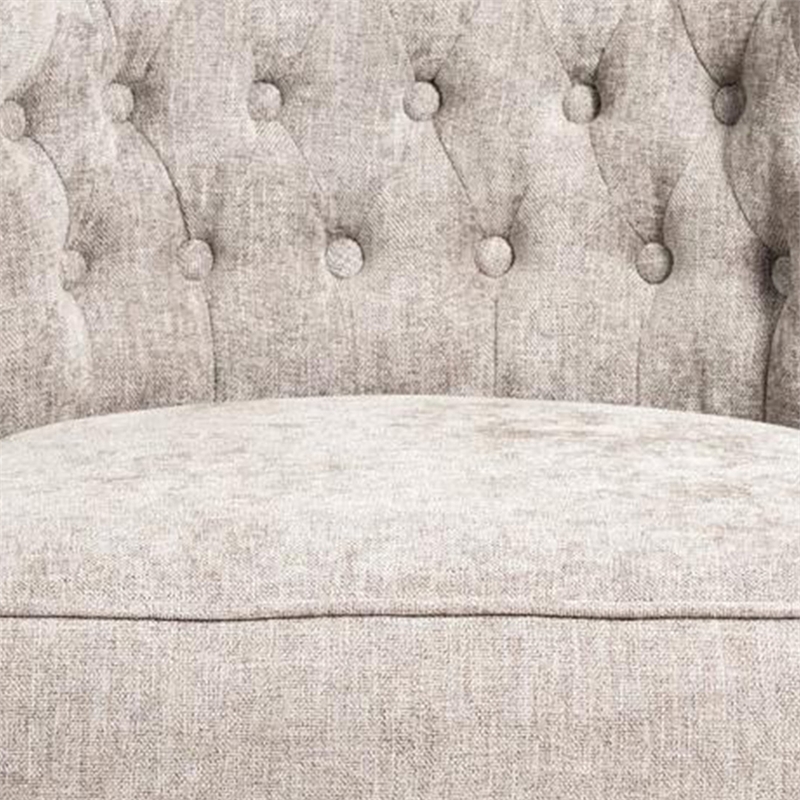 Cly Dining Side Chair Set of 2- Light Gray Fabric- Brown Solid Wood