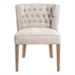 Cly Dining Side Chair Set of 2- Light Gray Fabric- Brown Solid Wood