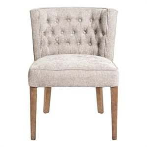 Cly Dining Side Chair Set of 2- Light Gray Fabric- Brown Solid Wood