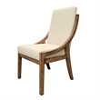 Ale Dining Side Chair Set of 2- Ivory Fabric- Natural Brown Pine Wood