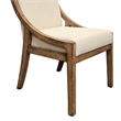 Ale Dining Side Chair Set of 2- Ivory Fabric- Natural Brown Pine Wood
